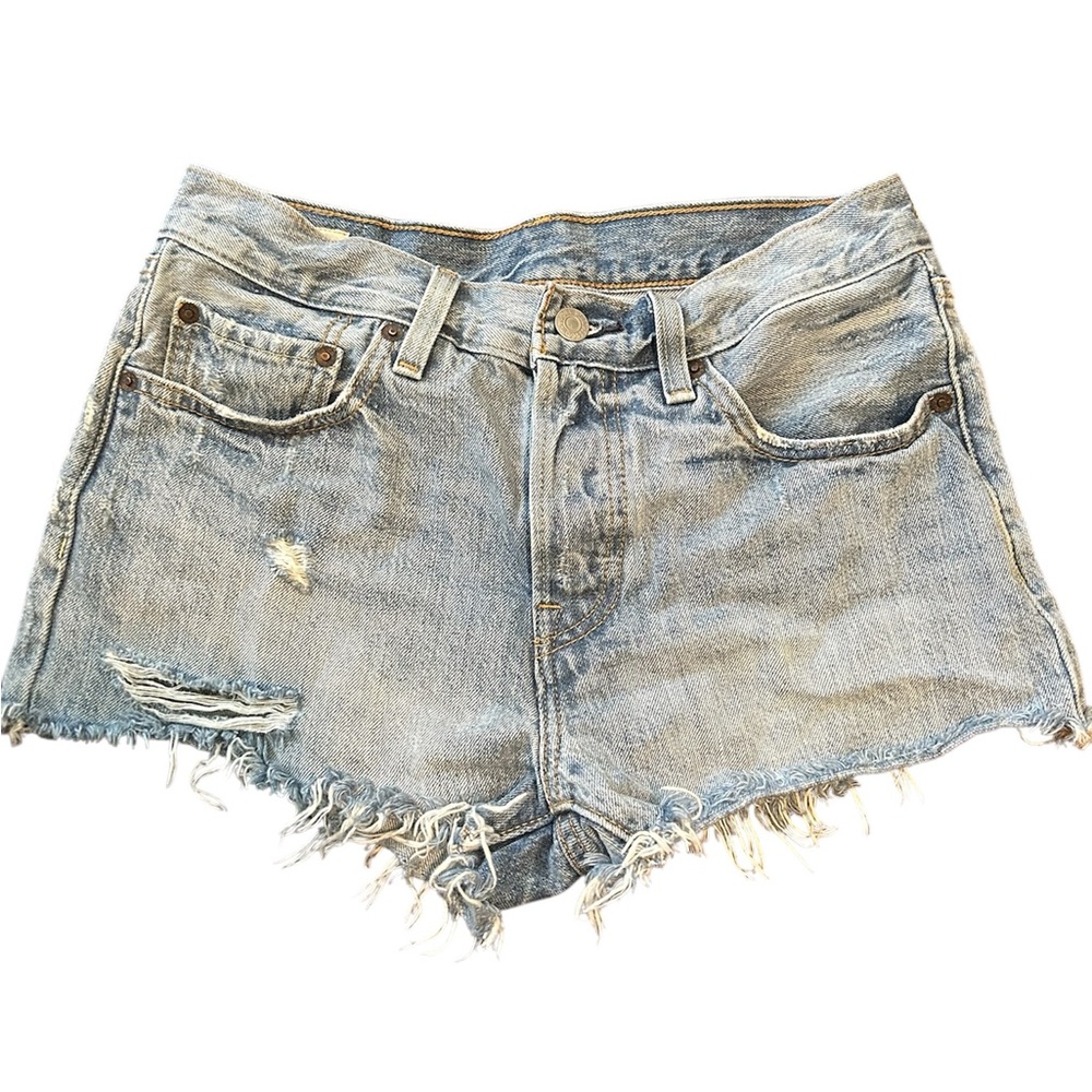 Levi Light Wash Distressed Jean Shorts